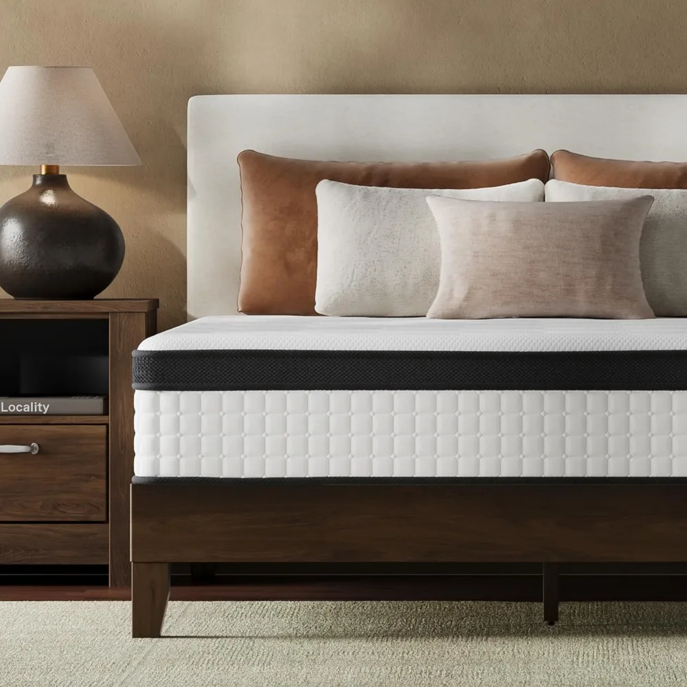 

Queen Size Mattress 12 Inch Deluxe Hybrid Mattresses without Fiberglass , Medium Firm with Cooling Gel Memory Foam and Pocket Co