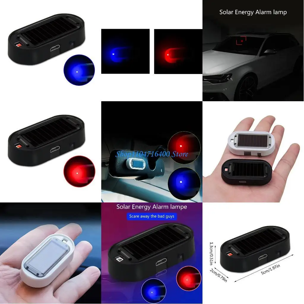 

y1gd Solar USB Power Car Alarm Warning Antitheft LED Flash Light Blinking Lamp
