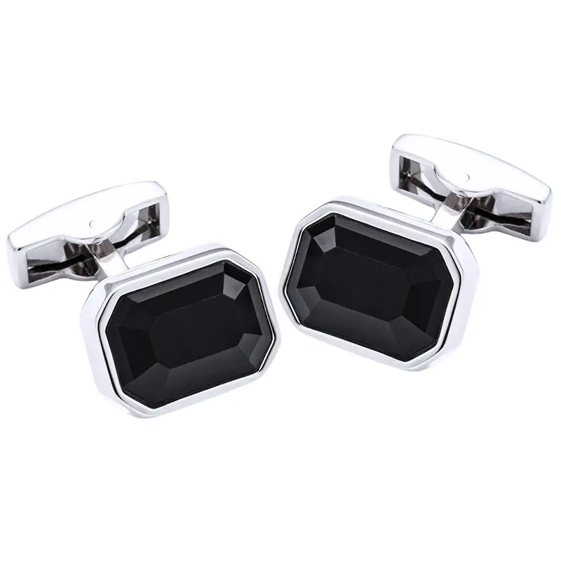 

KFLK Jewelry shirt fashion cufflinks for mens designer Brand Black Crystal Cuff link Wholesale Button High Quality guests