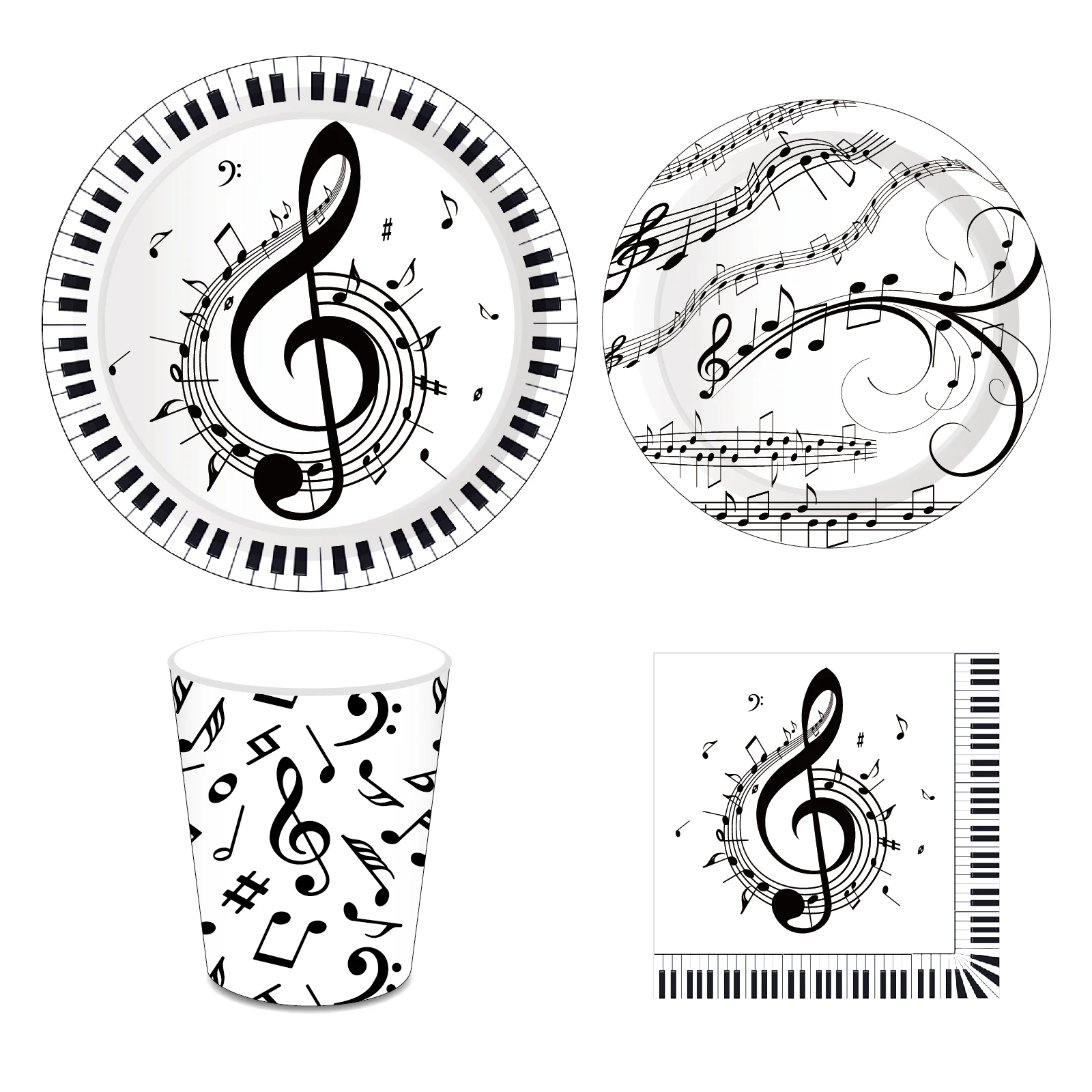 Piano Music Party Disposable Cutlery Sets Musical Note Kids Birthday Tableware Plates Cups Paper Napkins Baby Shower Party Decor