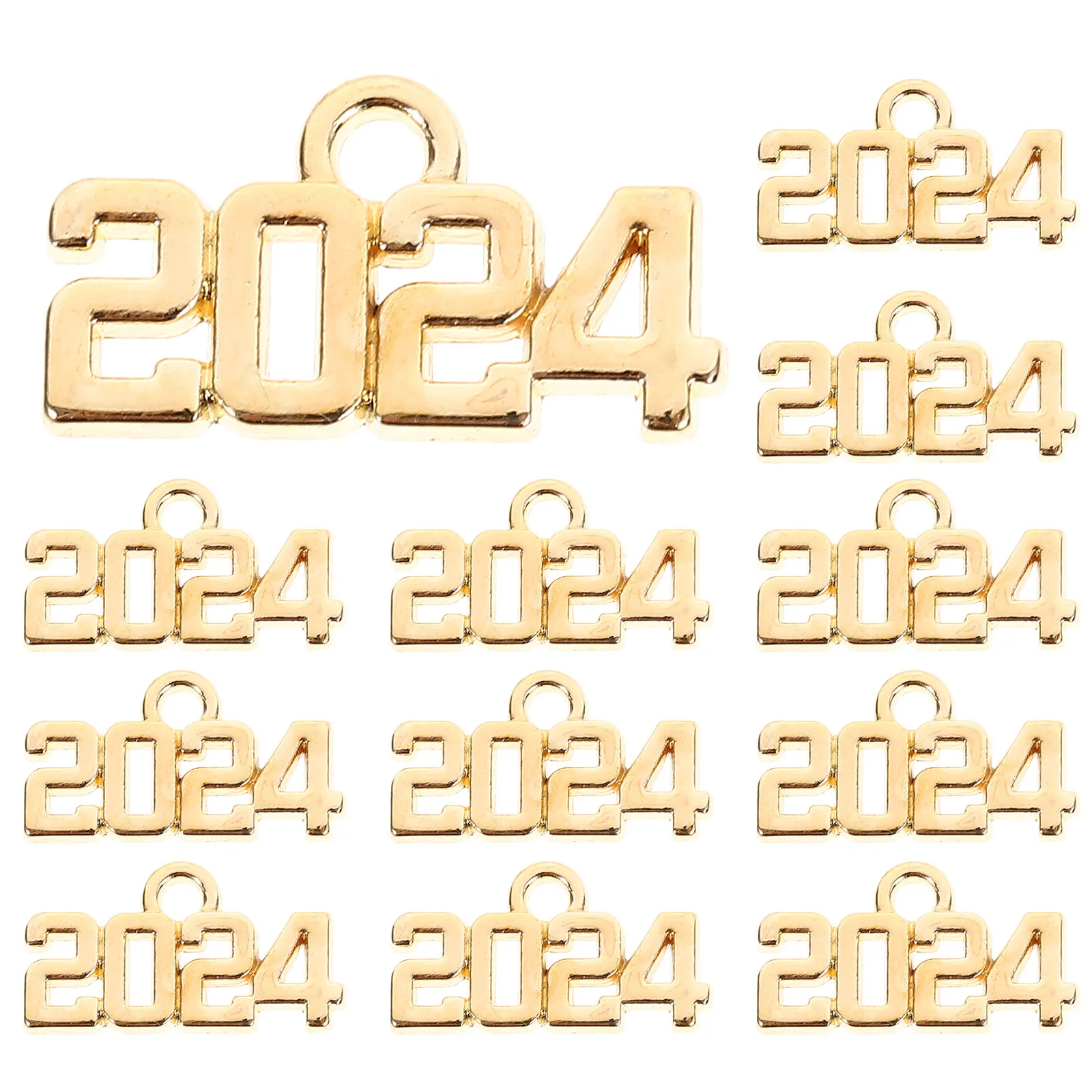 

100Pcs 2024 Number Pendants for DIY Jewelry Making Charms Graduation Craft Zinc Alloy Necklace Bracelet Keychain Decor