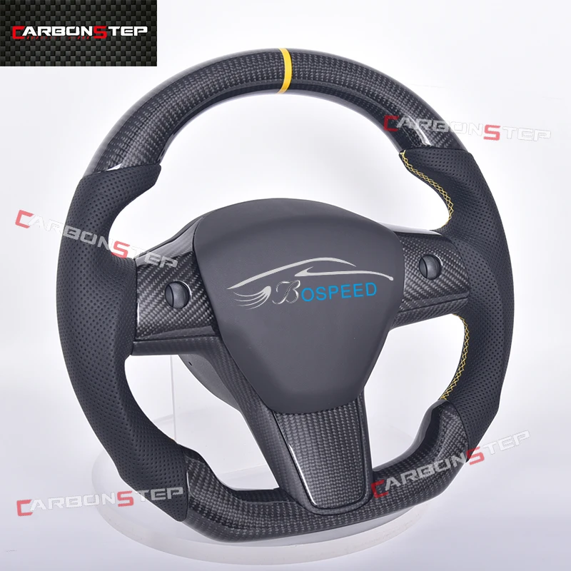 

New Style For Tesla Model X S 3 Y Yoke Carbon Fiber Steering Wheel Sports Car LED Custom Heating Suede Leather Upgrade