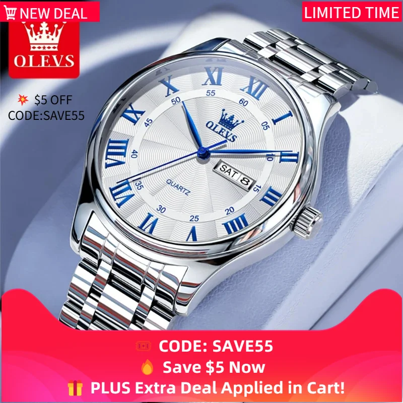 

OLEVS 3663 Men's Watch Original Brand Classic Fashion Quartz Watches Waterproof Luminous Roman Scale wrist watch Stainless steel