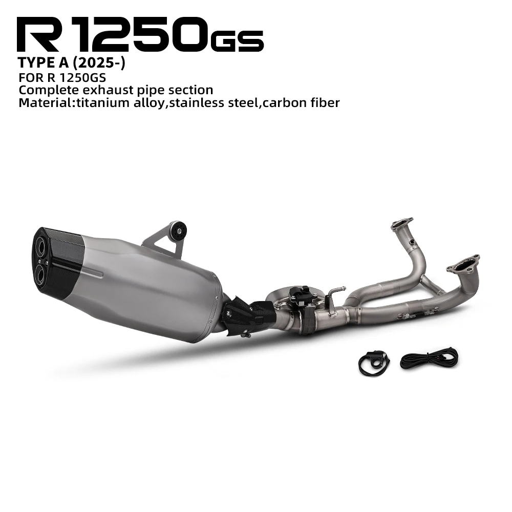 Motorcycle Exhaust Full Titanium System valve Manifold Slip on Line Muffler Kit For R1250R R1250RS