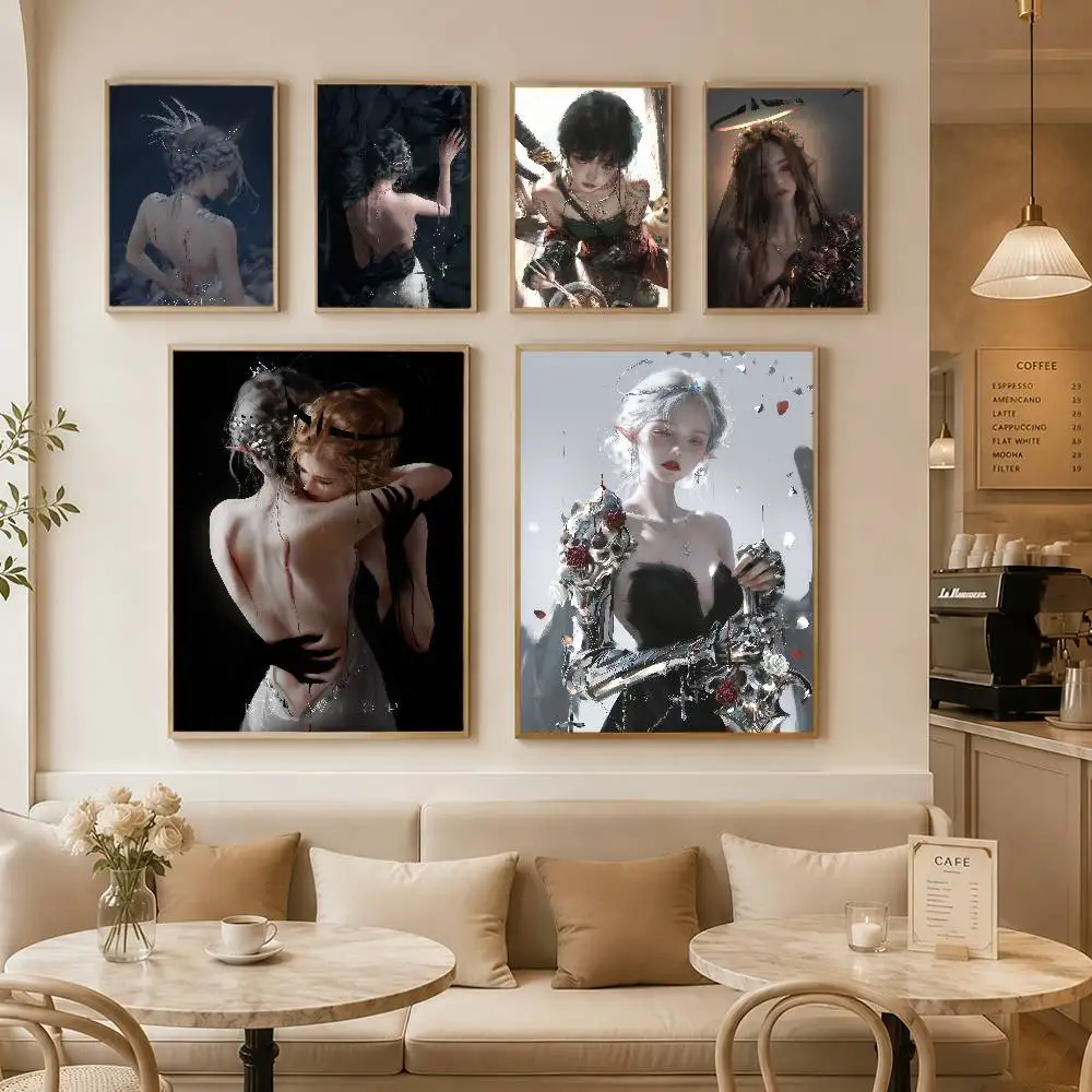 Ghost Blade by wlop comic character Posters Wall Art Retro Painting Home Room Cafe Club Dorm Wall Decor