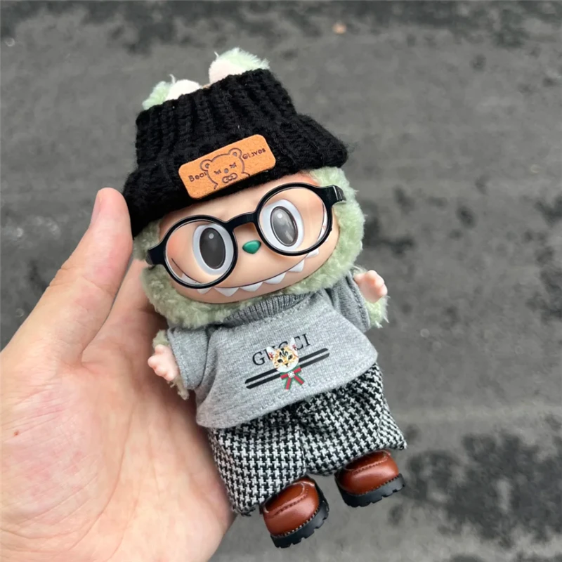 15 17 Cm Voor Labubu Pop Geruite Broek Patroon Outfit Kleding Strik Haar Accessoire Luxe Rok Jurk Kleding Accessoires