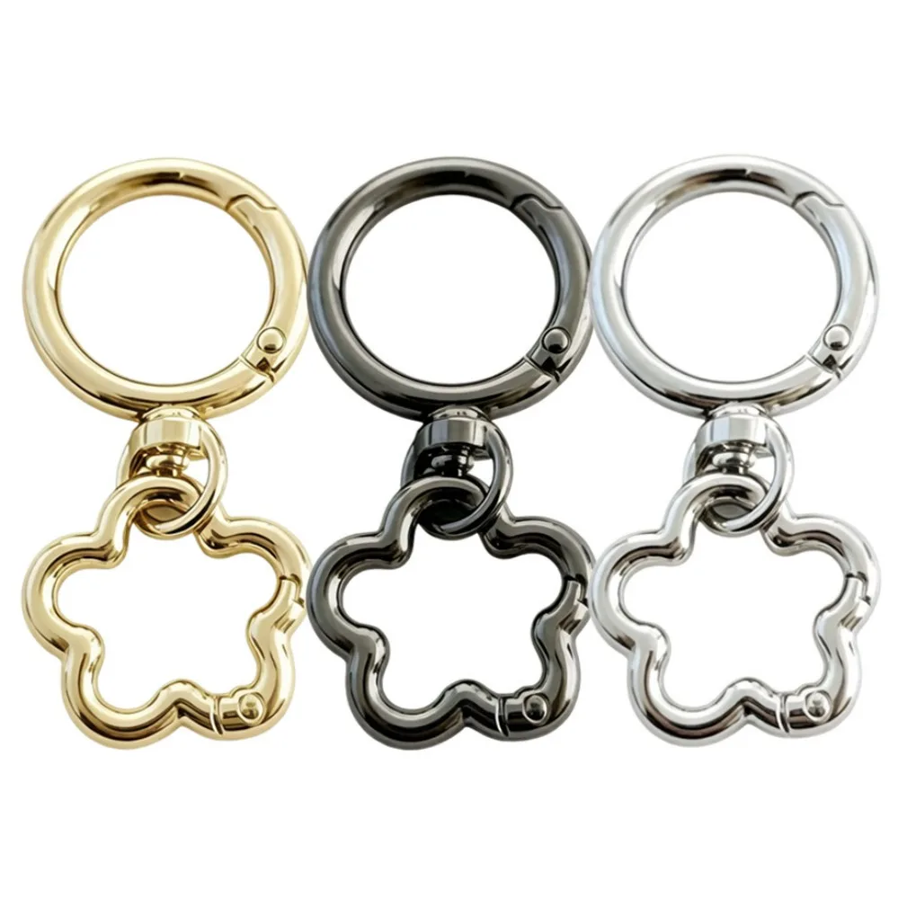 2-50 Pcs flower-Shaped Snap Keychain Clips with Round Spring O Rings for Lanyards DIY Crafts Keychains Attachments Accessories