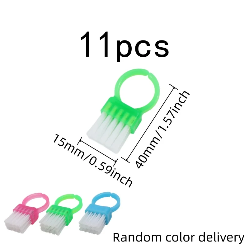 11 pcs Finger Loop Brush with Deep Clean Reach, ideal for Small Crevice Cleaning and Nail Gap Cleaning, Random Color