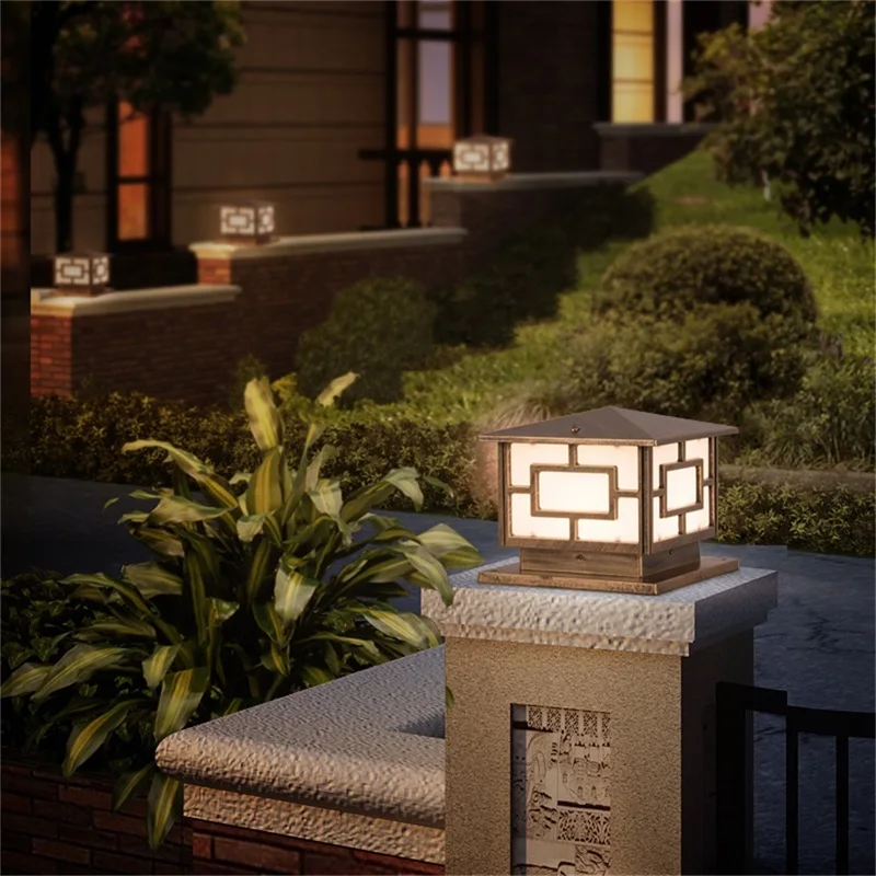 AFRA Solar Outdoor Light LED Post Light Waterproof Modern Pillar Lighting For Patio Porch Balcony Courtyard Villa