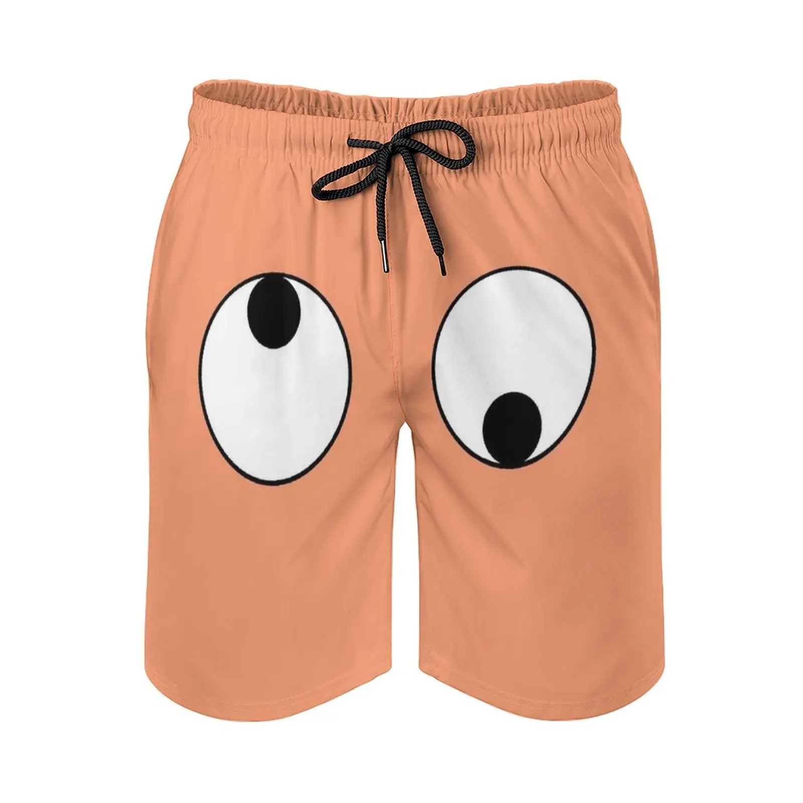 Monogatari Series Yotsugi Ononoki Googly Eyes Men's Beach Shorts With Mesh Lining Surfing Pants Swim Trunks Cute Black White