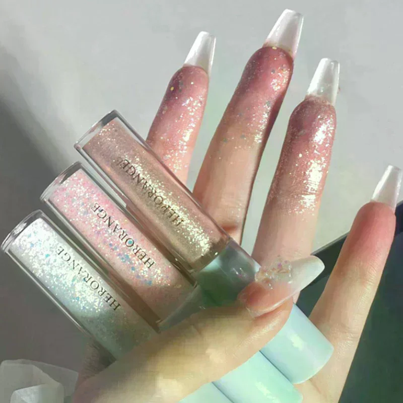 HERORANGE Illuminante Liquido Glitterato, Ombretto e Eyeliner, Resistente all'Acqua, Brillante e Luminoso, Matita per Occhi Effetto Seta, Strumento di Bellezza