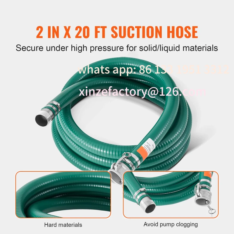 

Customizable Suction Hose 2in x 20ft Green High Quality Hose with Camlock Connectors & Aluminum Fittings