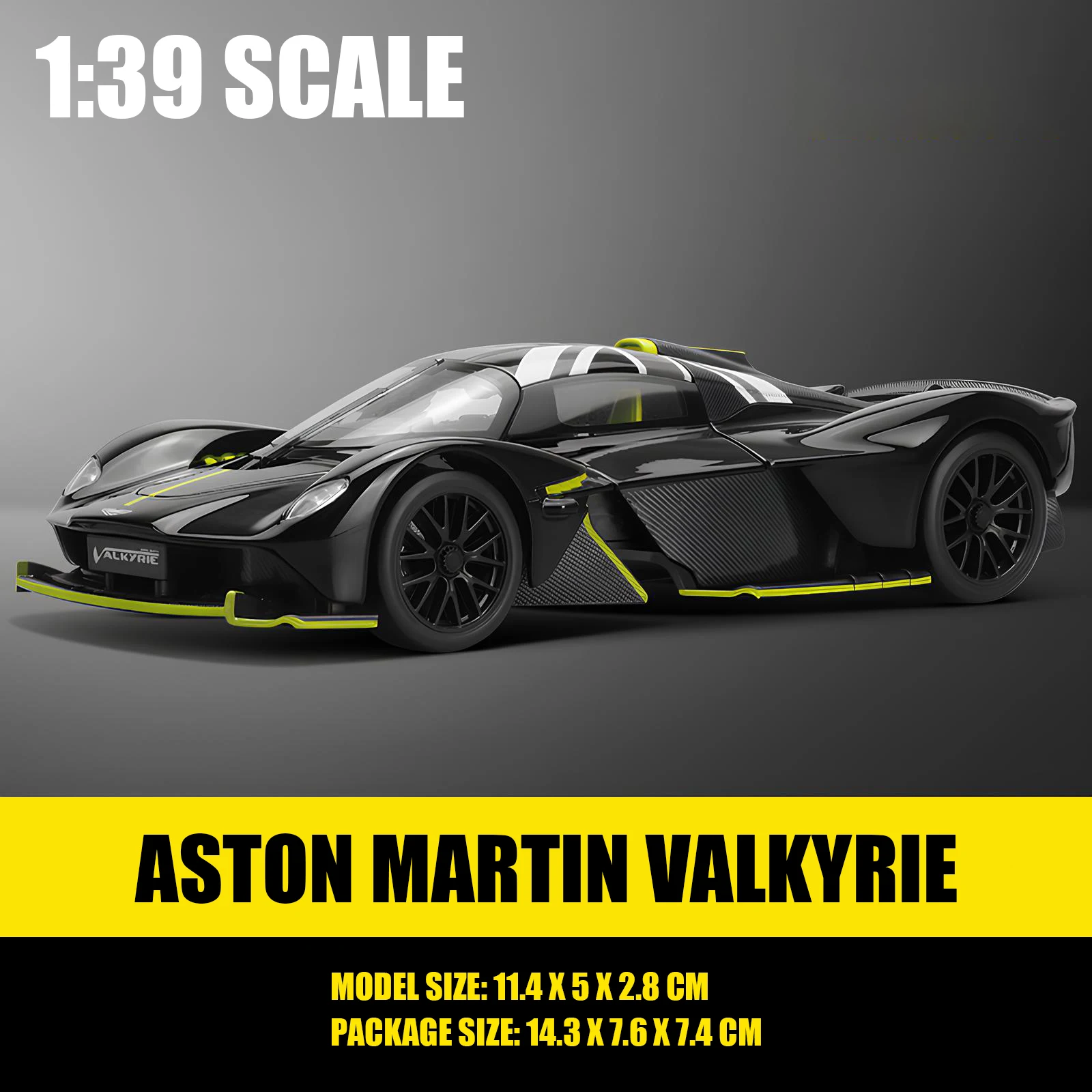 CCA 1:39 نموذج سيارة أستون مارتن فالكيري 2024 Hypercar مصنوع من خليط معدني، أبواب مفتوحة مفصلة، هدية قابلة للجمع للبالغين والأطفال