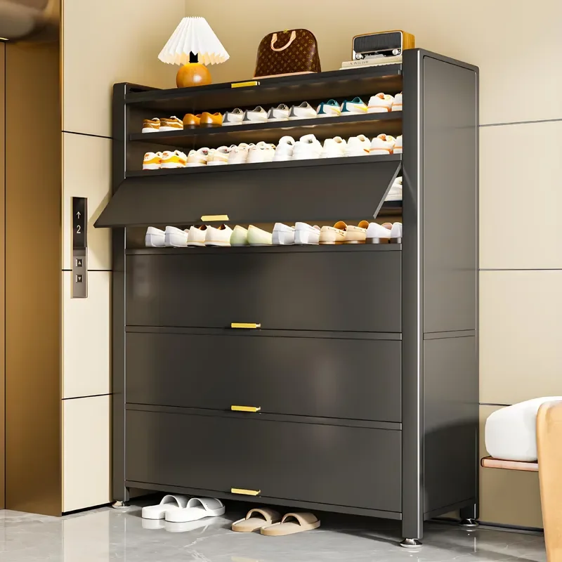 for Steel Shoe Cabinet Household Door Storage Flip Door Rack Integrated Entrance Large Capacity Locker