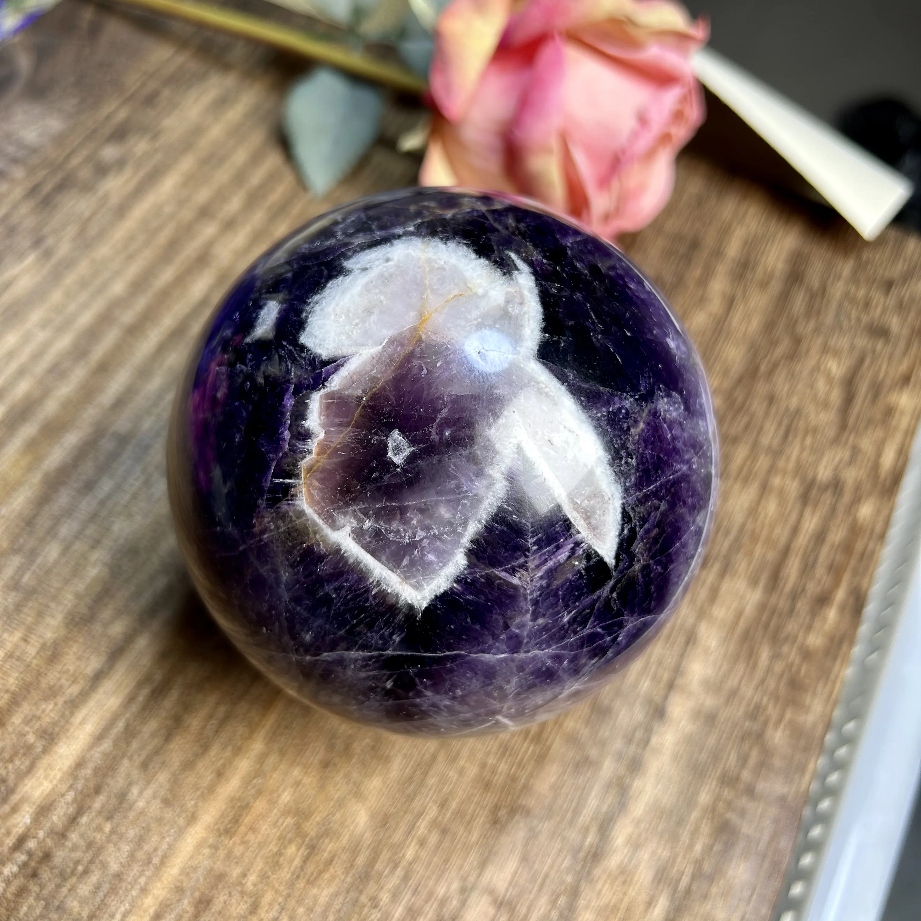 

Natural Dream Amethyst Quartz Crystal Sphere Reiki Healing Home Decor Crystal Crafts 1285g 95mm 10th