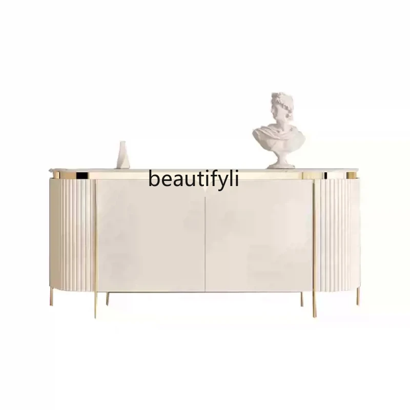 Light luxury dining side cabinet, modern simple rock slab entry, high-end designer decoration against the wall