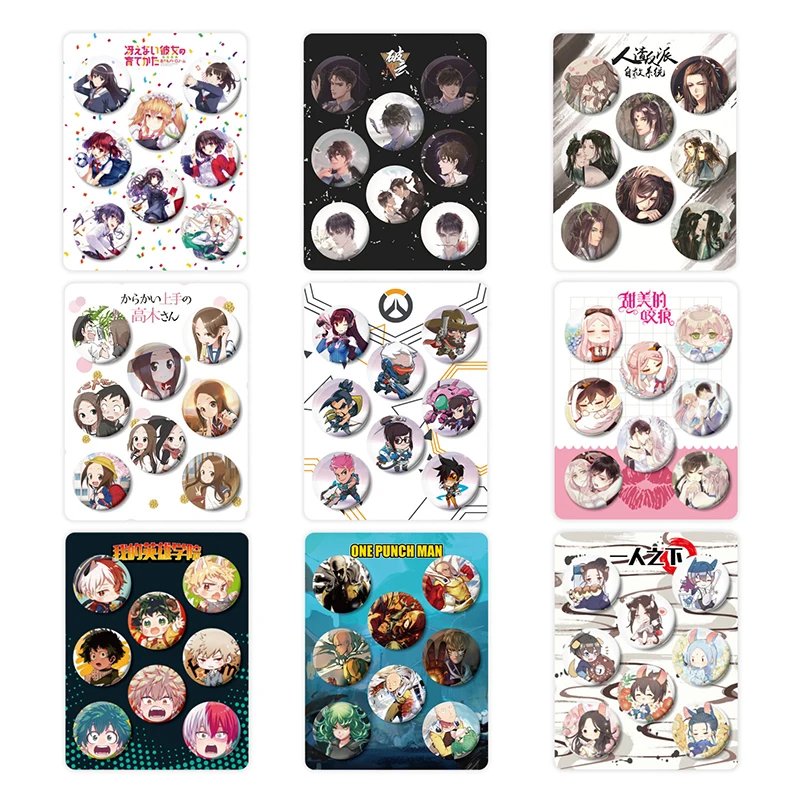 8 Pcs/Set Anime Series 32mm Tinplate Brooch Backpack Badge Souvenir Clothing Gift For Friends