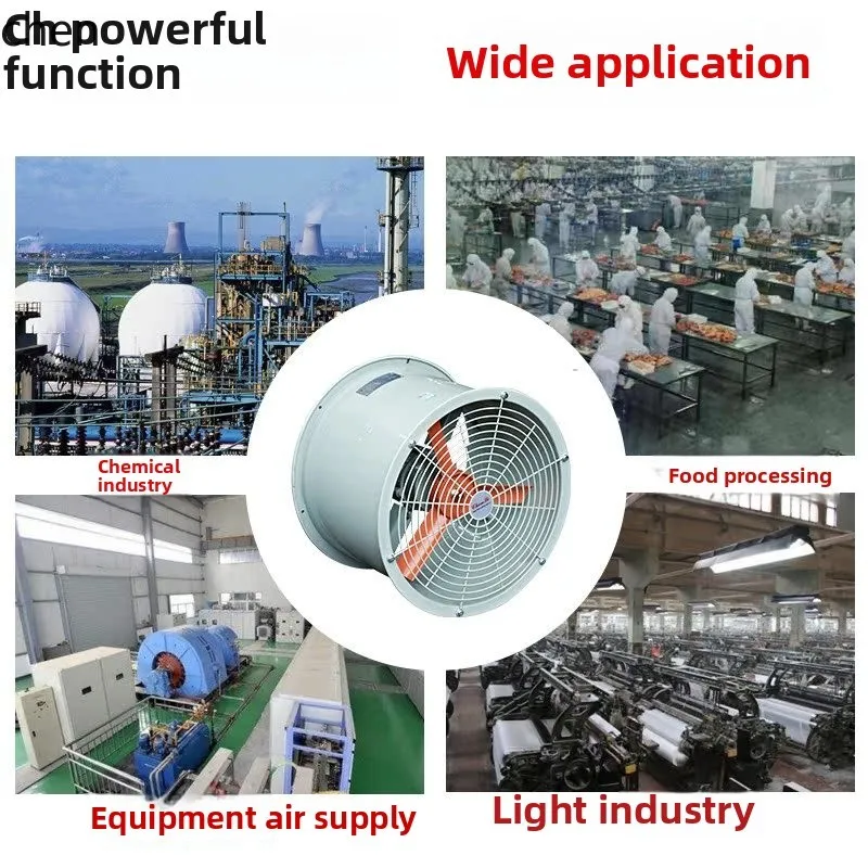 HTT explosion-proof axial flow fan pure copper motor strong wind cylinder pipe explosion-proof fan