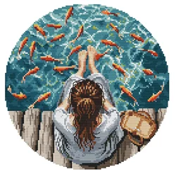 Cross stitch Kit 14CT Canvas Cross Stitch Embroidery Set Craft --15-Pier Girls 34-34 Cross Stitch Set