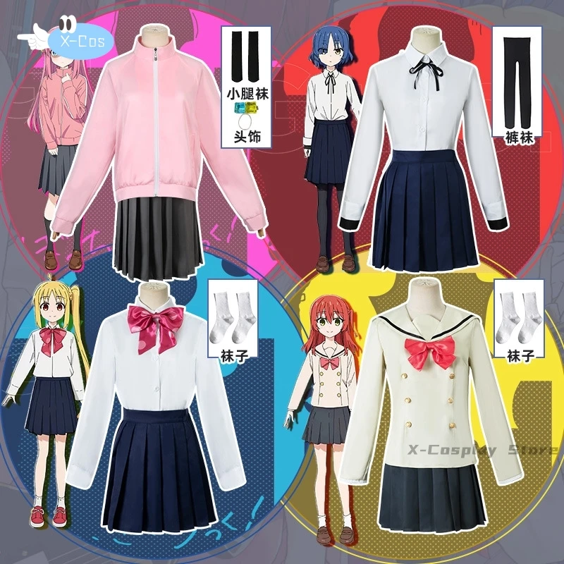 Ikuyo Kita Costume Anime Bocchi The Rock Cosplay Dress Red Wig Skirt Socks JK Uniform Carnival Party Cos Suit For Girls Women