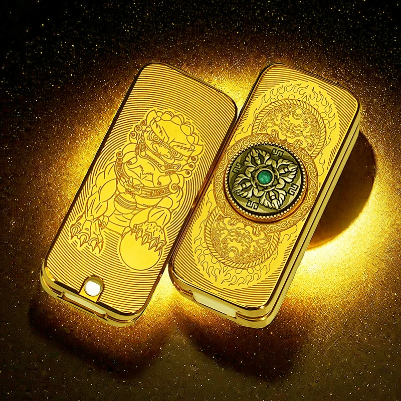 

Haloo PlayerEDC Golden Lion Механический прямой толкатель Двойная дорожка с тиснением Плотный ротор на кончике пальца Декомпрессионная игрушка