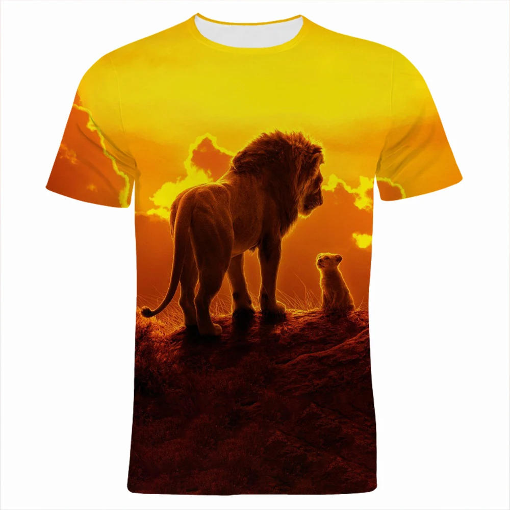 

Summer Men's Breathable T-Shirt Disney Movie The Lion King 3D Printed Men's Short Sleeve Men's Loose Oversized Crewneck T-Shirt