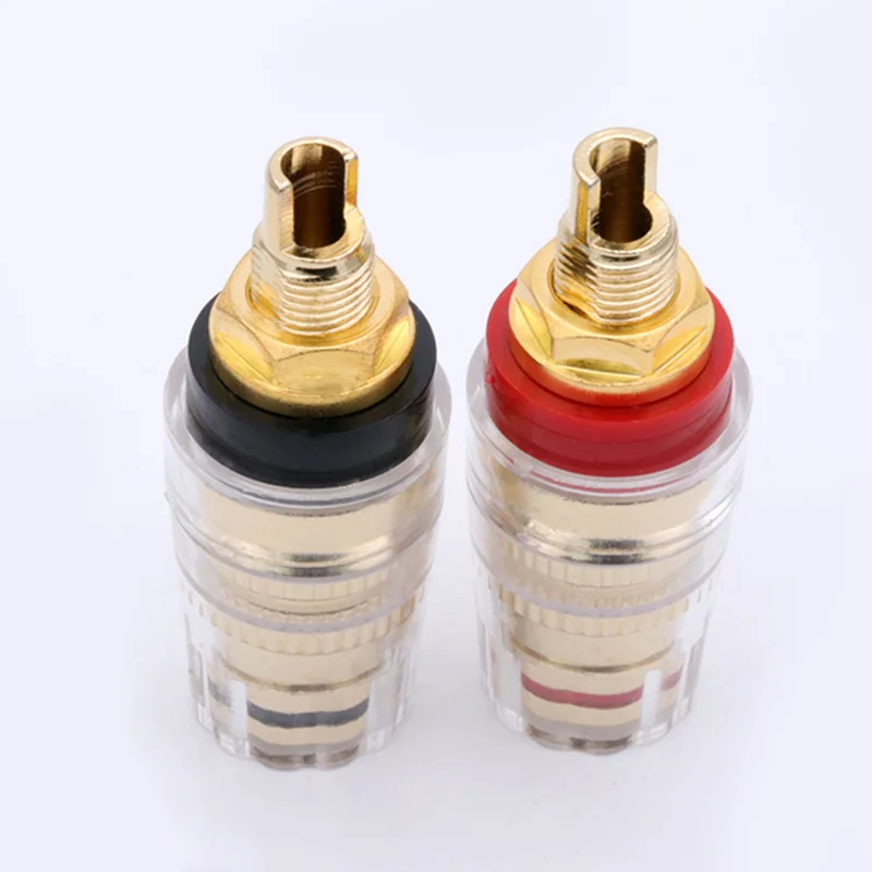 8pcs/4pairs Brass Gold Plated 4MM Binding Post HIFI Terminals Binding Banana Plug Connector for Speaker Amplifier Red+Black