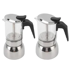 200/300ML Stainless Steel Moka Pot Caffe Machine Glass Espresso Coffee Makers Latte Percolator Stove Top Moka Coffee Maker