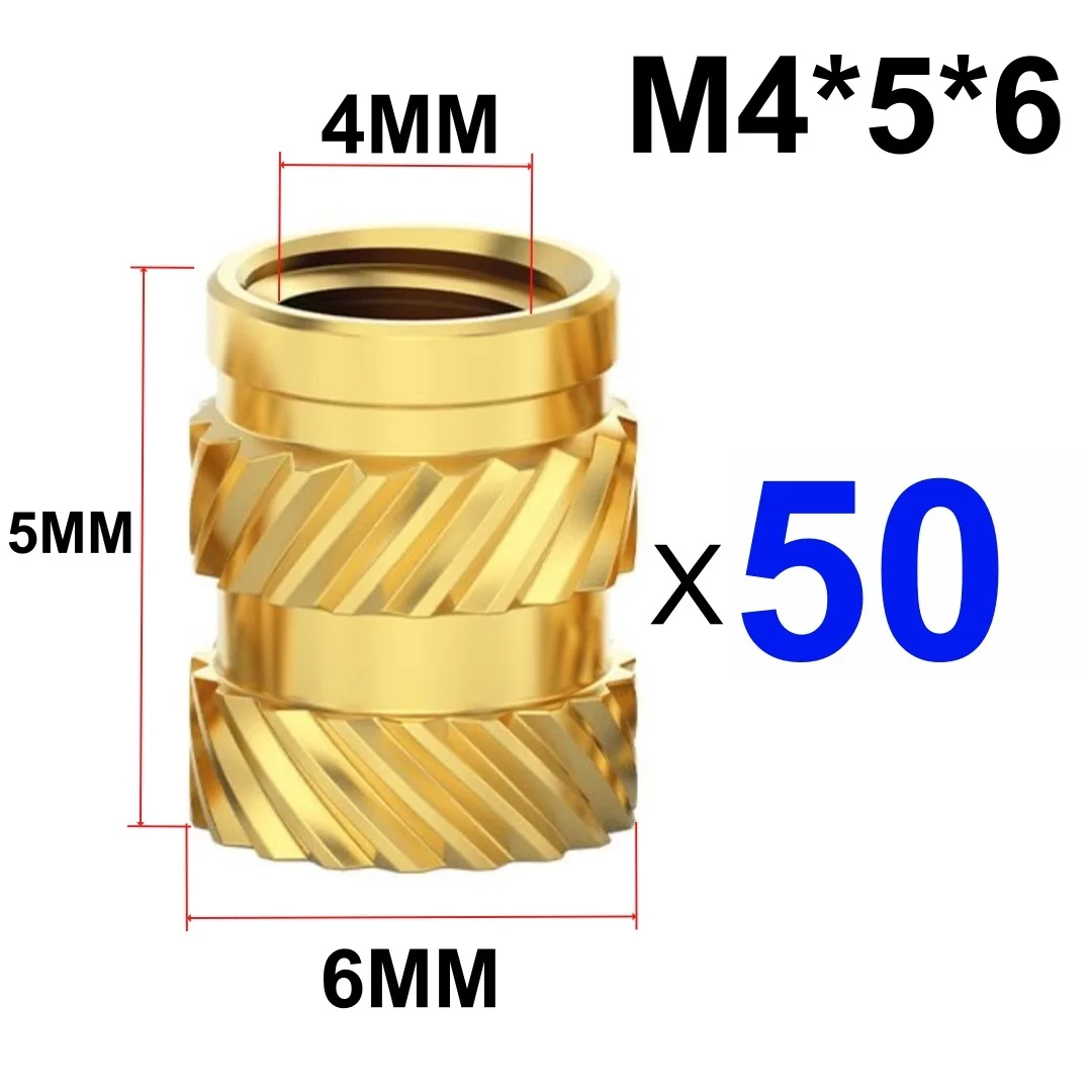Warmte-inbedding inbrengen moeren M3 M4 M5 schroefdraad gekartelde messing hotmelt schroefmoer voor 3D-printer Voron 2.4 en anderen