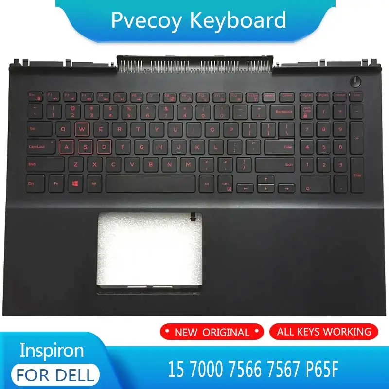 

New For DELL Inspiron 15 7000 7566 7567 P65F Laptop Palmrest Case Keyboard US English Version Upper Cover