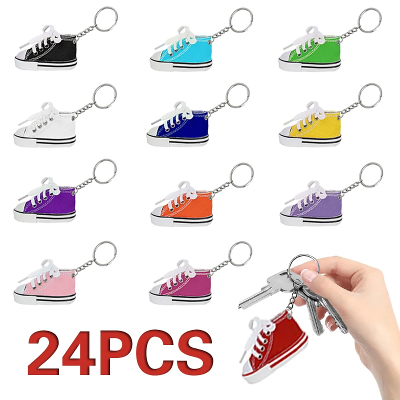 

24Pcs Mini Shoes Keychains Cloth Material Shoe With Key Chain