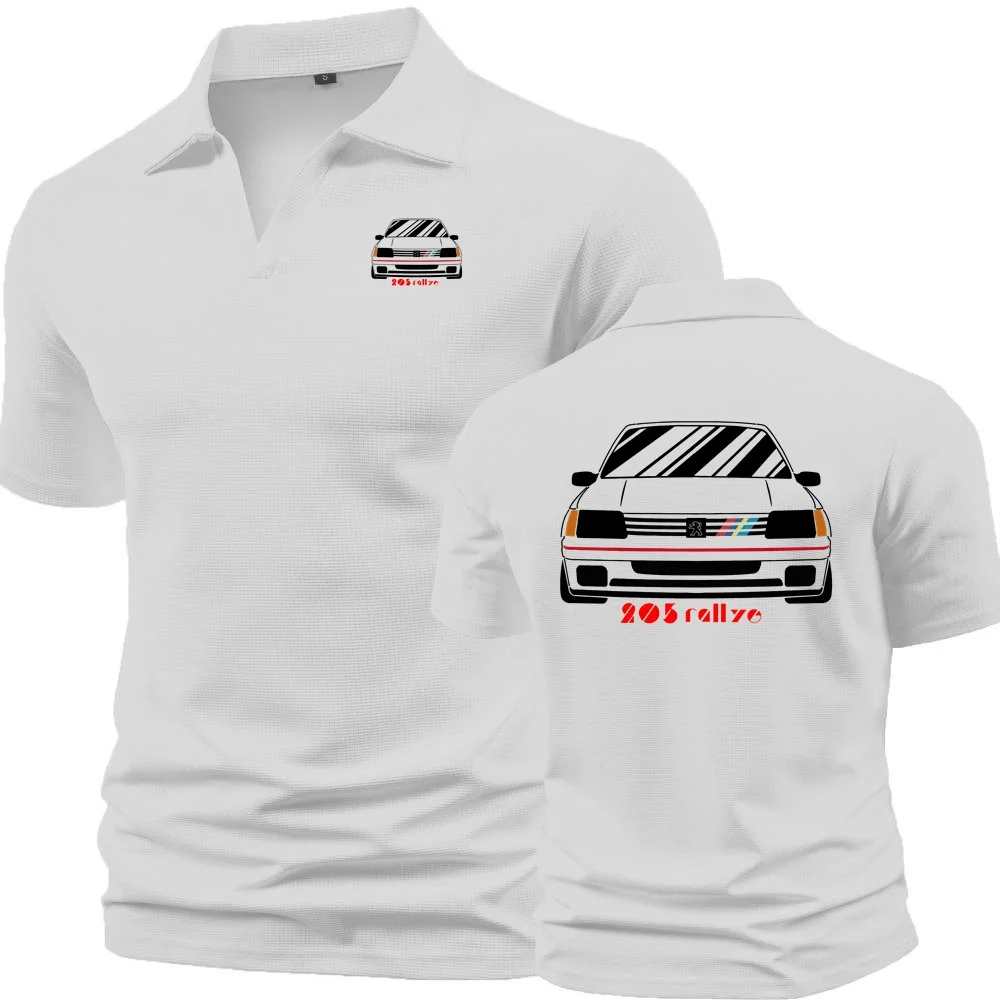 Рубашка поло Wrc 205 Gti Car Rallye Racing Футболка Мужские рубашки на пуговицах Спортивная экспедиция на открытом воздухе Футболка с короткими рукавами Вафельная футболка POLOS