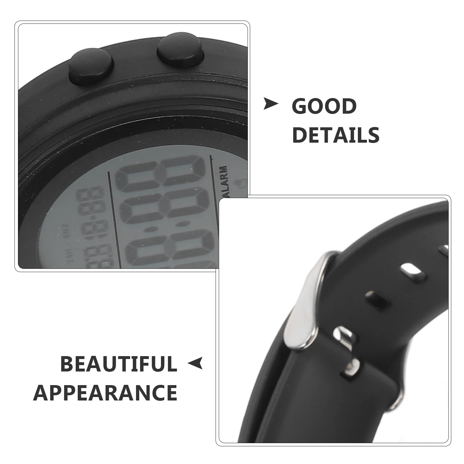 

Waterproof Electronic For Students Simple Digital Watch Luminous Multi-Function Alarm Date Display Adjustable Strap Clear Dial