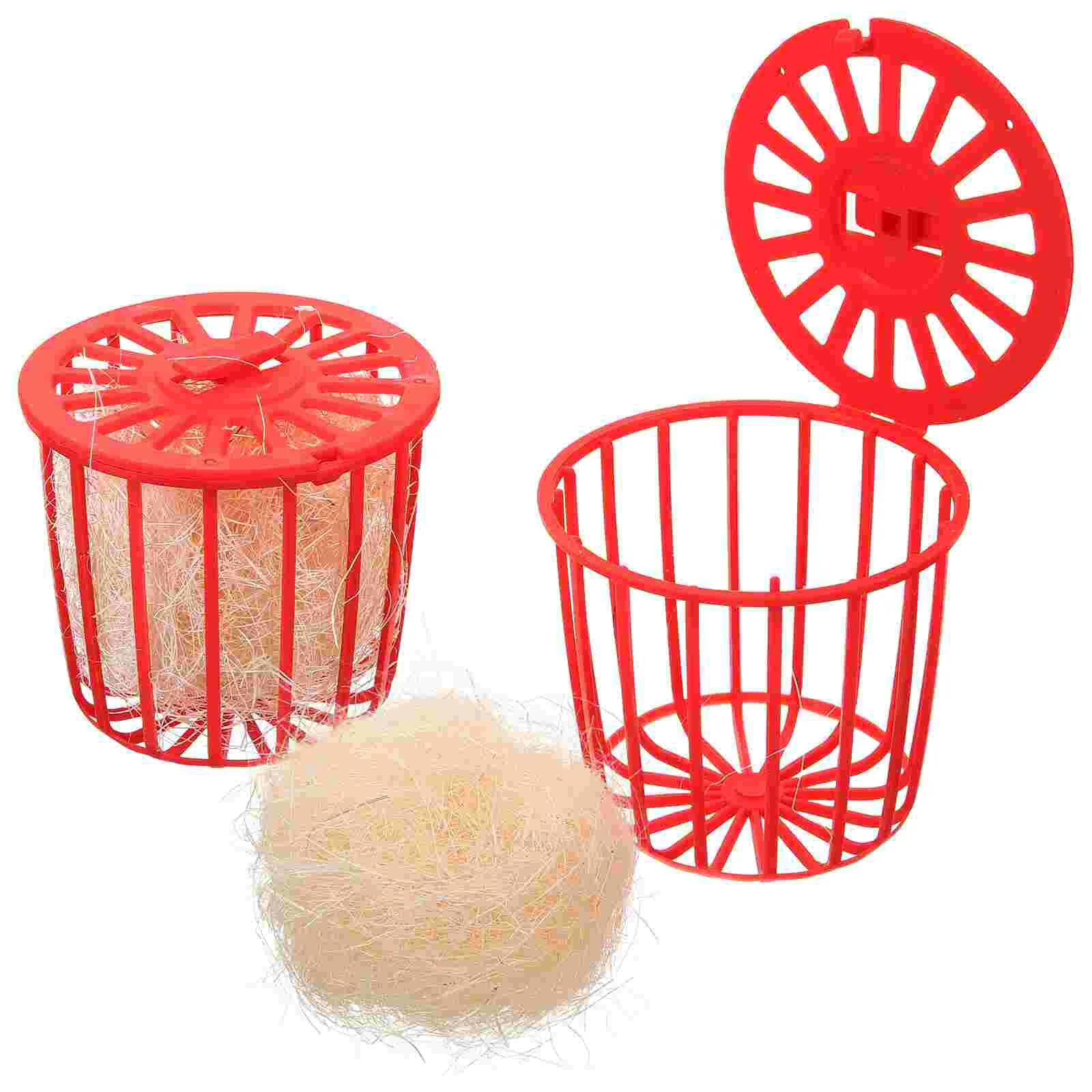 

2 Pcs Realistic Bird Nest Bird's Toy Birds Hollow Cage Nesting Material Red Plastic Breeding