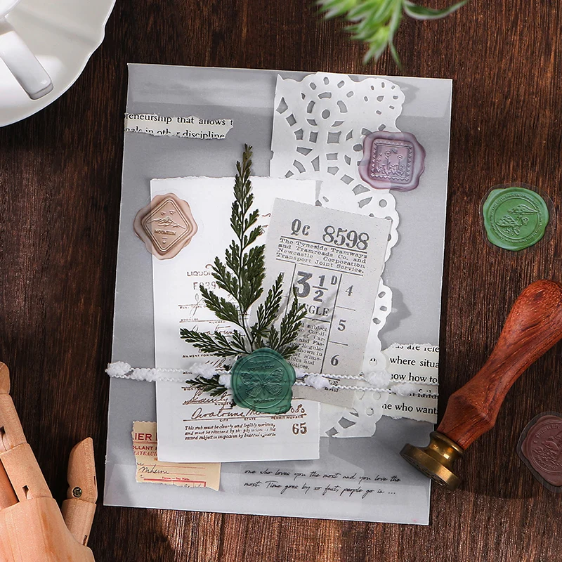 Yoofun 40pcs/lot Vintage Wax Stamp Seal Sticker Retro Style DIY Decorative Scrapbooking Collage Junk Journal Envelope Sealing