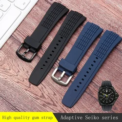 Watch Band For Seiko SRH 006 013 SPC007 watchband waterproof rubber 26mm black silicone with stainless steel buckle Watch strap