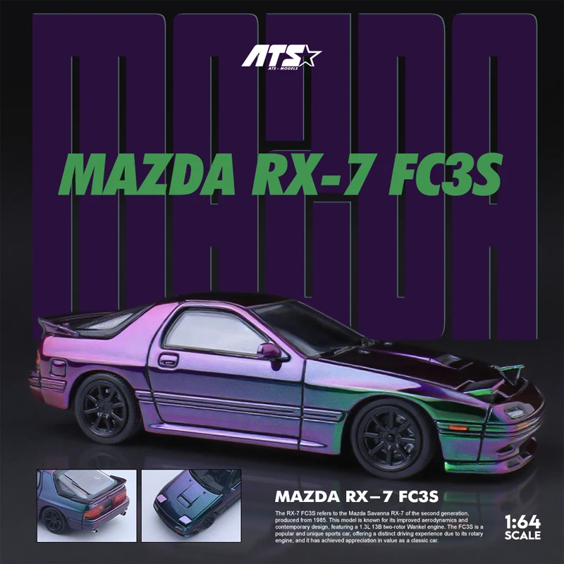 Nieuwe Ats 1:64 Mazda Rx-7 Fc3s Kameleon Simulatie Legering Miniatuur Gegoten Auto Model Aangepaste Kinderspeelgoed Collectible Ornament