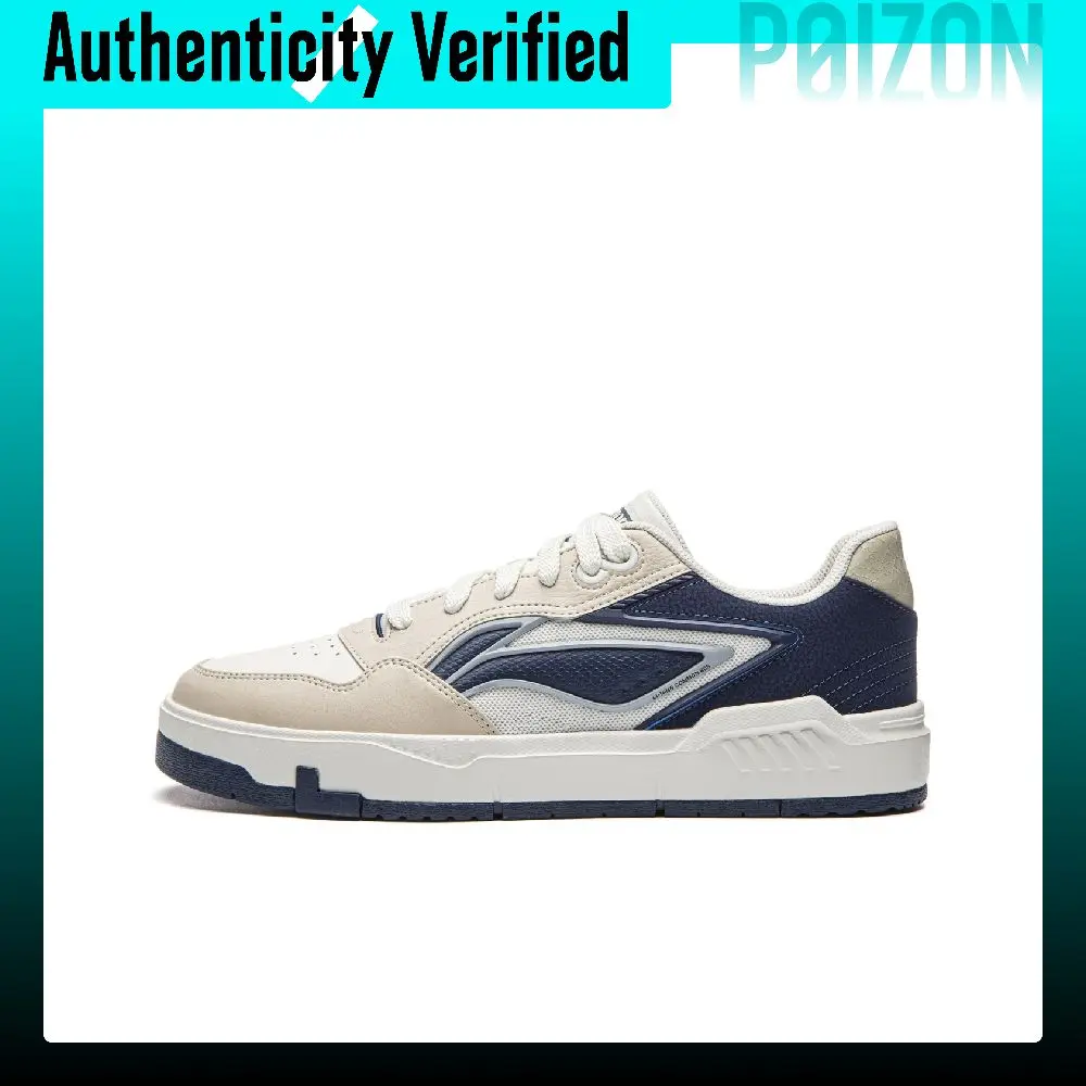 Li-Ning Common 80s Skate Shoes Men's Low-top Heron White Gray/Deep Navy Blue AGCW037-3