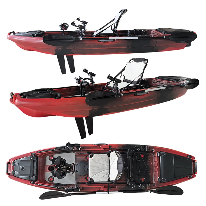 Afbeelding 7: NEOKUDO Roto-mold pedaalviskajak 10ft pedaalaandrijving kajak eenpersoons met roersysteem