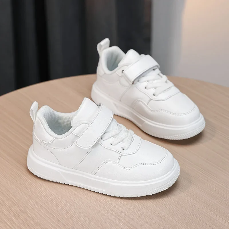 Children's size 28-39 classic sneakers white autumn leather boys breathable waterproof non-slip girls casual sports shoes