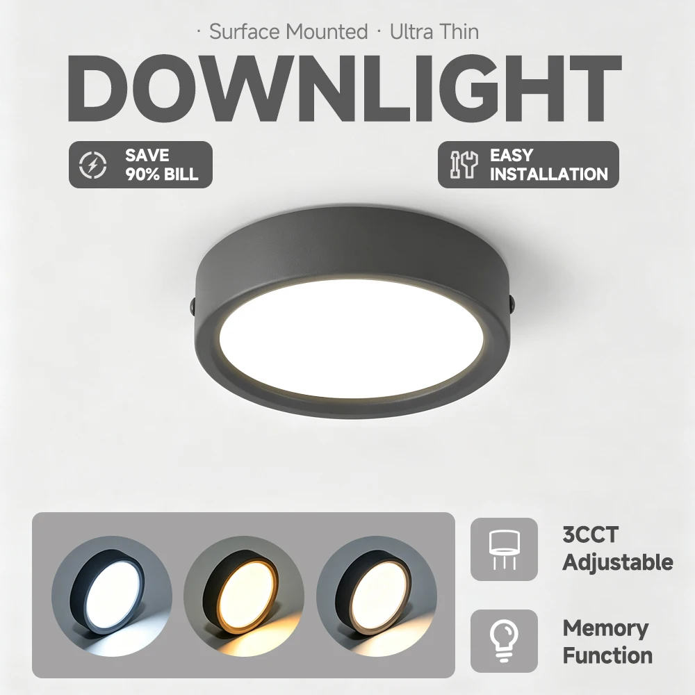 Modern Surface Mounted Downlight 3Colors LED Spot Light 5W 10W 15W 20W 25W LED Downlight Indoor Ceiling Lighting AC220