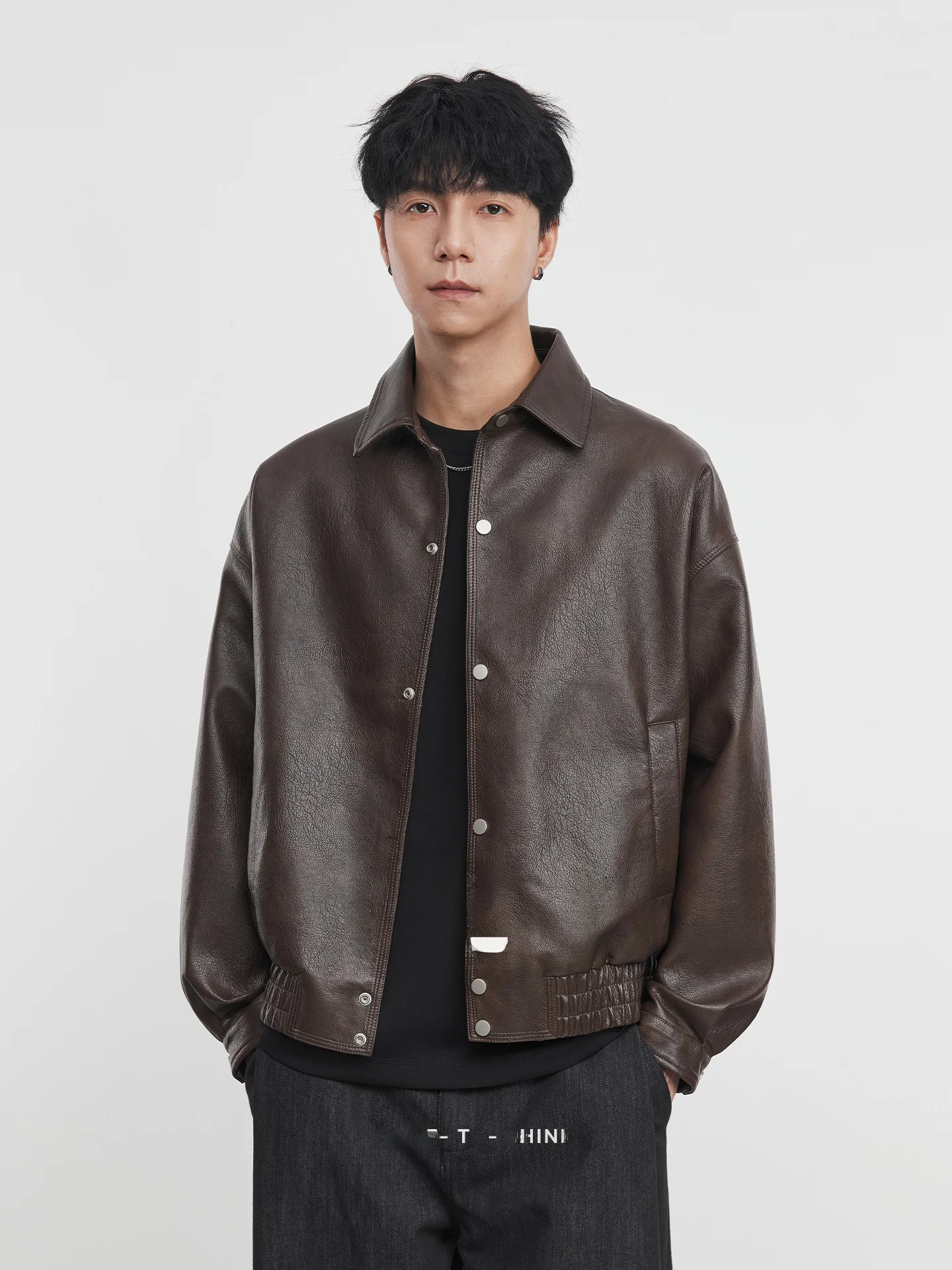 

Коричневая кожаная куртка с клапаном Activ, мужская мотоциклетная одежда для улицы, осенняя новинка, прямой крой, длинный свеч