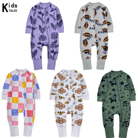 2025 Spring Newborn Clothes Baby Boy Girl Onesie Toddler Bamboo Fiber Pyjamas Sets Long Sleeve Full Print Sleepwear Kids Outfits