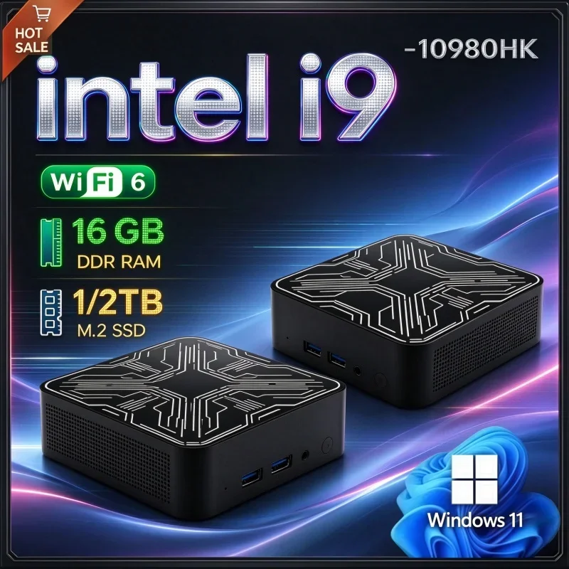 2026 Hot Sale Mini PC Intel Core I9 10980HK Win11 16GB RAM 1TB SSD WiFi 6 BT5.2 4K HD All In One Mini Desktop Computer