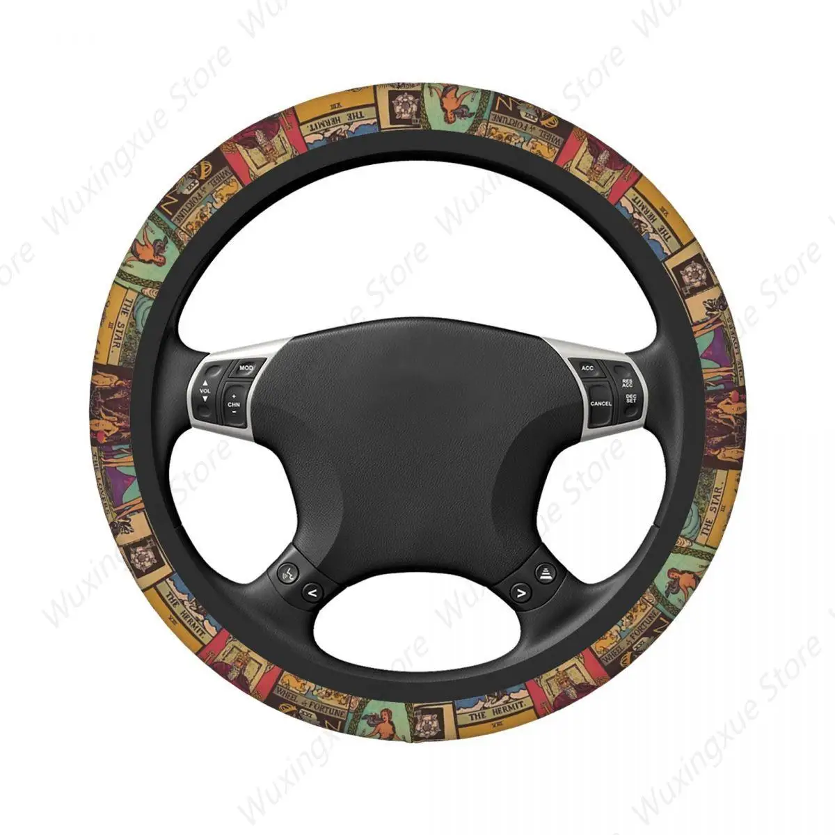 The Major Arcana Of Tarot Vintage Patchwork Thickening Car Steering Wheel Cover  Universal Suitable Elastic Steering Wheel Cover