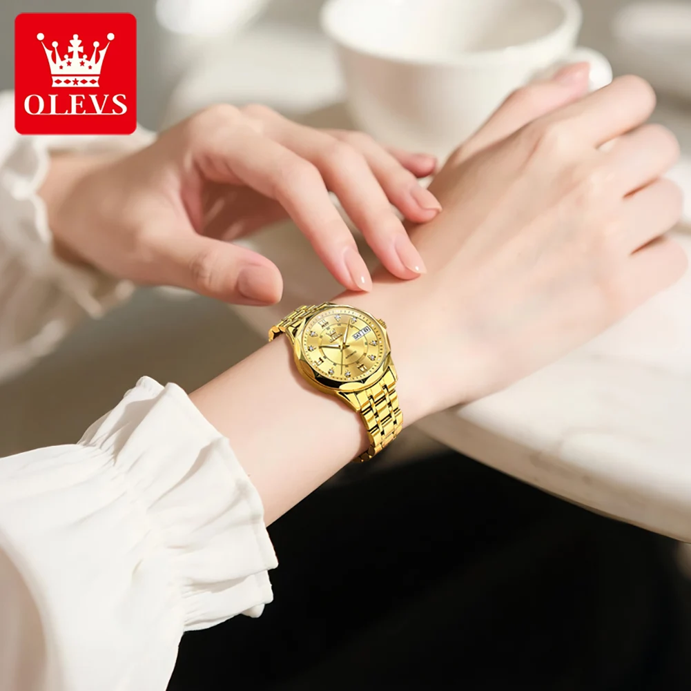 OLEVS 6727 Jam Tangan Mekanis Otomatis Wanita Elegan Modis Jam Tangan Wanita Asli Tahan Air 30M Serbaguna Sederhana Asli