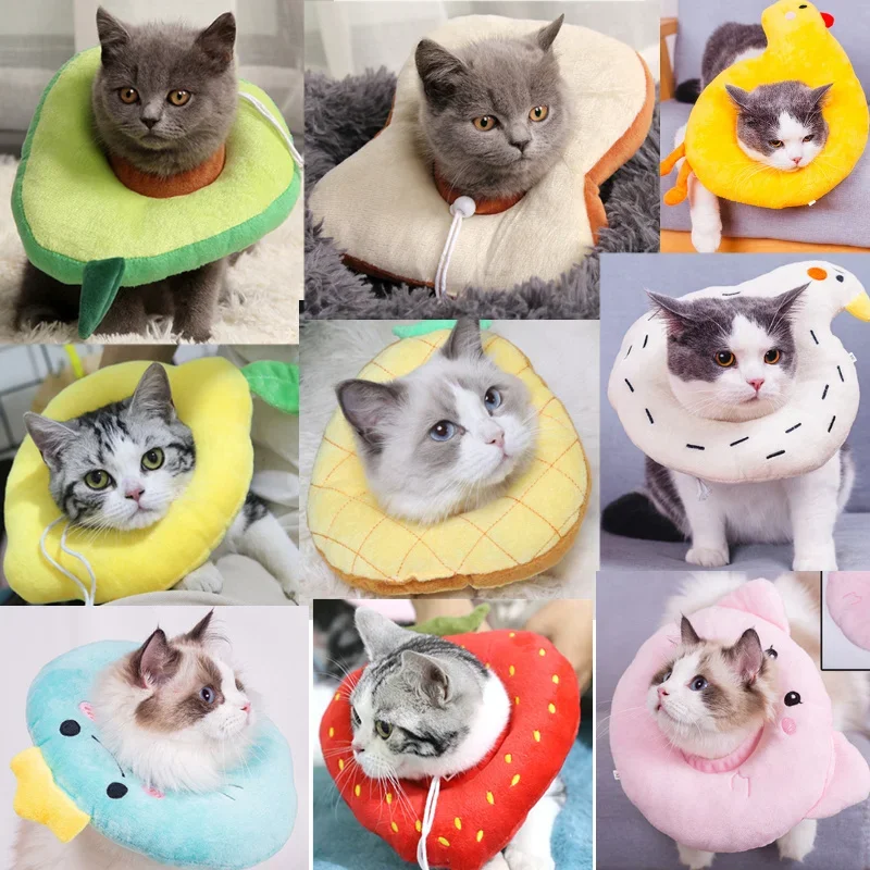 Dog Accessories Cute Fruit Cartoon Adjustable Elizabeth Pet Collar Anti Licking Ring Anti Scratch Bite Dog Cat Protection Collar