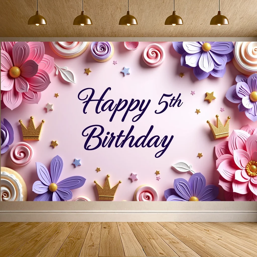 Decorative   Birthday banner   Elegant   Floral   Large   Flower backdrop   Beautiful   Birthday background   for Photo shoot