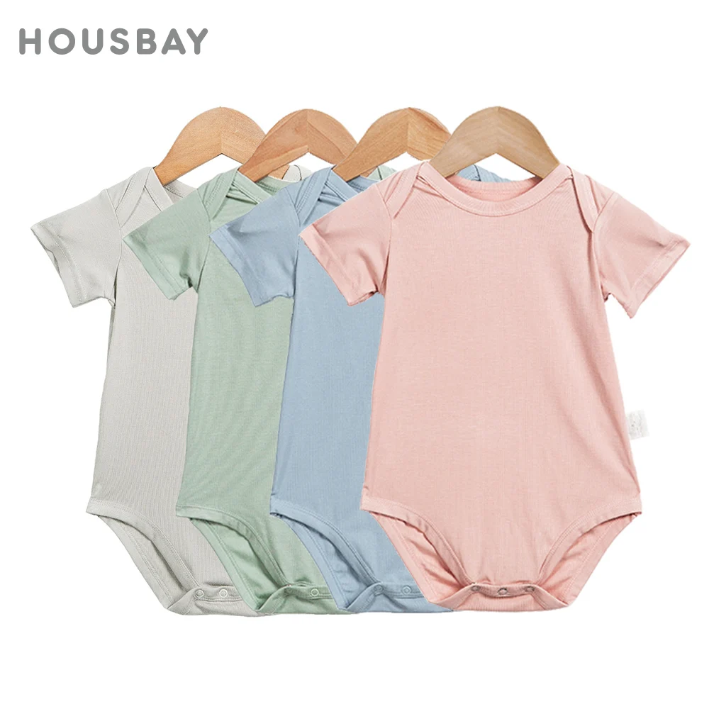 Baby Romper 6-24Months One Piece Jumpsuit Summer Thin Boys Girls Baby Clothing Cool Breathable Short Sleeve Bodysuit Soild Color