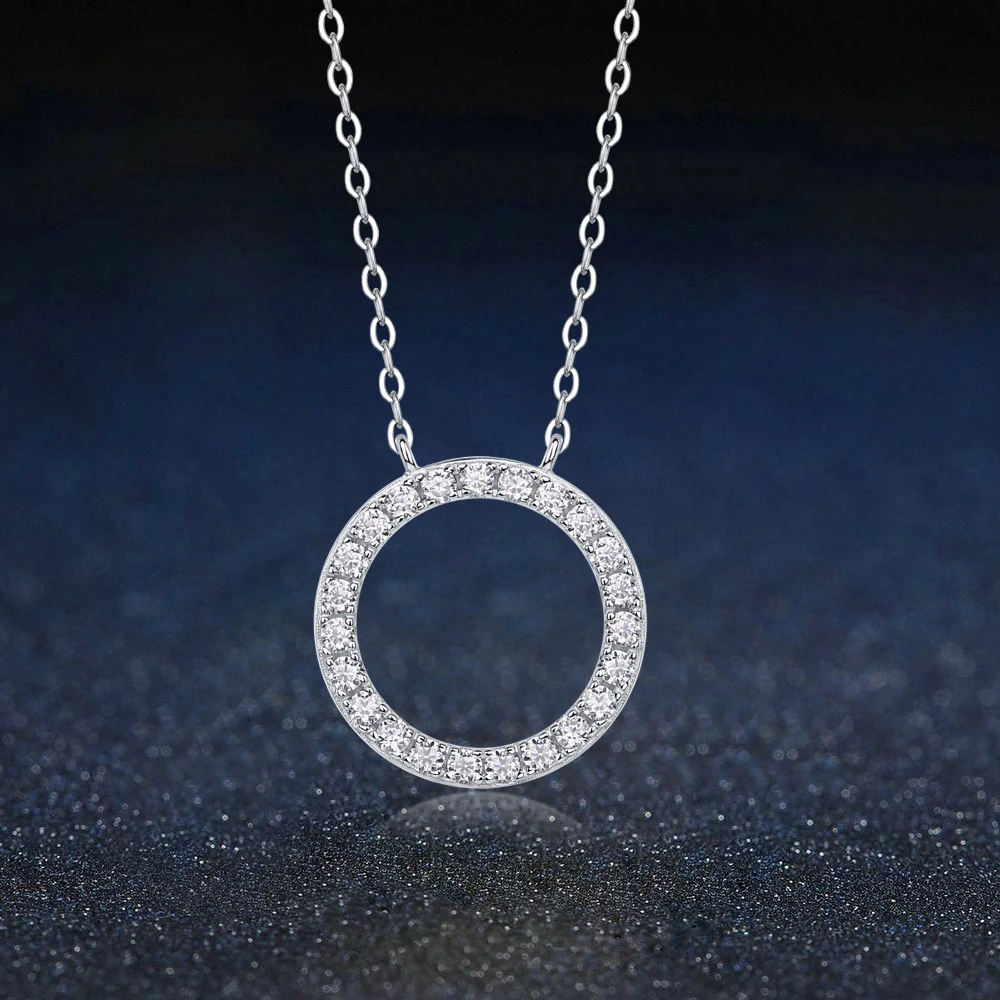 D Color Moissanite Diamond Pendant Women's Necklace 925 Sterling Sliver Round Shape Necklaces Fine Jewelry For Women - Poet